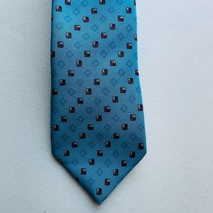 Vintage Uomo Mens Tie 100% Silk Retro Print Hand Made in Italy